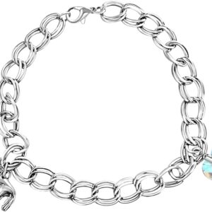 PRINCESS CUTENESS STORE Bella Swan Silver Tone Wolf & Crystal Heart Double Chain Graduation Vampire Love Bracelet