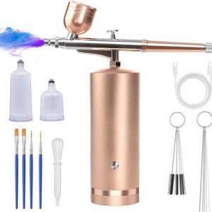 Airbrush Kit With Compressor - 48PSI Rechargeable Cordless Non-Clogging High-Pressure Air Brush Set with 0.3mm Nozzle and Cleaning Brush Set for Nail Art, Makeup, Painting, Cake Decor