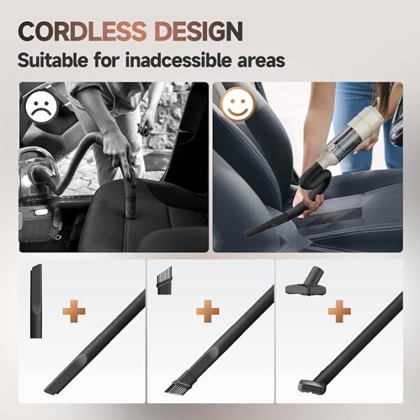 Car Vacuum, Handheld Car Vacuum Cleaner Cordless with Brushless Motor, 20000PA Suction High Power Rechargeable Vacuum Cleaner & Air Duster, 4-in-1 Portable Mini Hand Vacuum Blower with LED Display - Image 2
