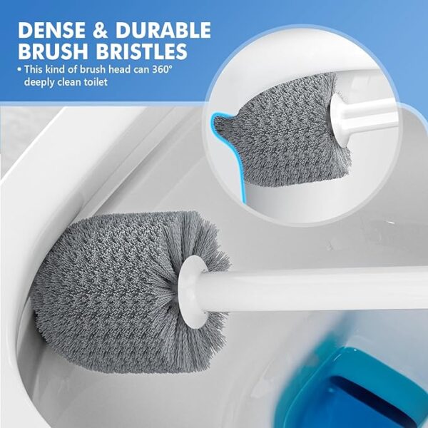Toilet Plunger and Brush, Bowl Brush and Heavy Duty Toilet Plunger Set with Ventilated Holder, 2-in-1 Toilet Brush and Plunger Combo for Bathroom Cleaning（2 Pack, White） - Image 3