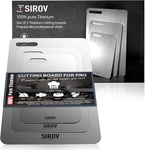 Titanium Cutting Board, 100% Pure Titanium Cutting Boards For Kitchen, Best Non Toxic titanium chopping board, Dishwasher safe, Hygiene and