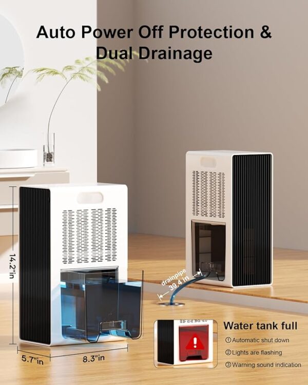 Dehumidifier for Home, 95 OZ Water Tank, (1000 sq.ft) Dehumidifiers for Bathroom Bedroom Basement RV with - Image 3