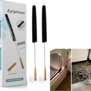 2 Pcs Zylphion Dryer Vent Cleaner kit, 28 Inch Long Flexible Lint Brush Pet Hair Remover Home Essential Cleaning Tool