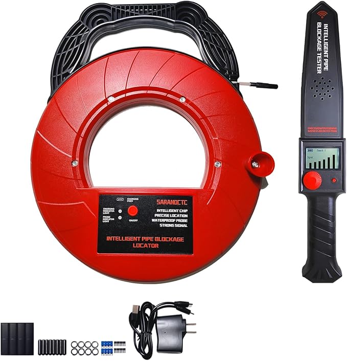 Pipe Locators, Water Pipe Blockage Detector for PVC/Plastic/Metal Underground Pipeline Blocking Clogging Finder Sewer Wall Scanner Plumbing Tools 30M (30)