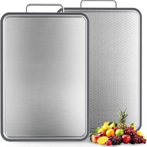 Double-Sided Stainless Steel Cutting Board for Kitchen, 19''×11.1'' Scratch-Resistant Cutting Board for Meat, Vegetables & Fruits,
