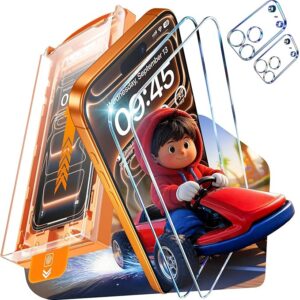 UNBREAK TOP 9H+ Glass 2+2 Packs for iPhone 17 Pro 6.3'' Screen Protector with Camera Lens Protector [Zero Bubble, Auto-Dust Removal] [10X Military Protection]