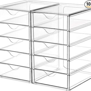 Vtopmart Acrylic Organizer with 10 Drawers, Desk Organizers and Accessories, Clear Makeup Organization, Dustproof Storage Drawers for Office Art Craft Supplie