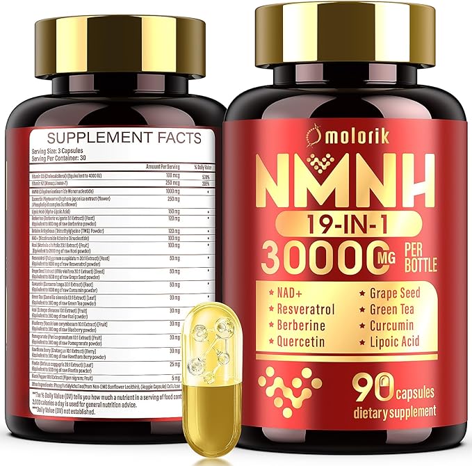 NMNH (Dihydronicotinamide Mononucleotide) 30000mg Per Bottle with NAD Supplement,