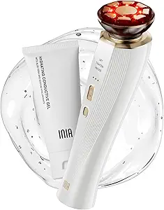 INIA 3-in-1 Red Light Therapy for Face and Neck Beauty Device for Puffiness & Skin Firming Skincare Tool (White)