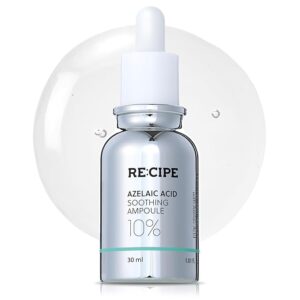 RECIPE Azelaic Acid 10 Soothing Ampoule - Soothing Serum, Facial Serum for Sensitive skin - Korean Skincare for Mild Breakouts (1.01 fl oz)