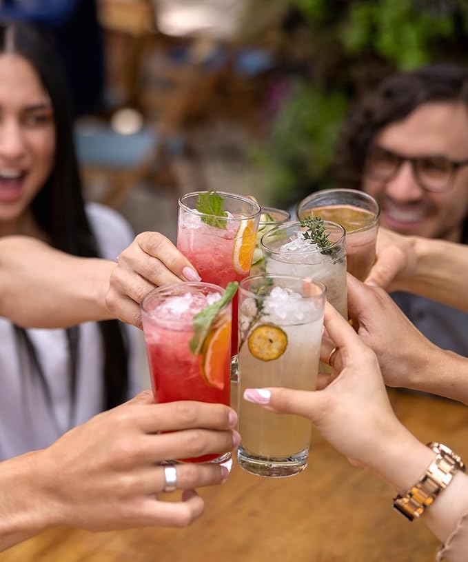 LUNA & MANTHA Drinking Highball Glasses Set of 6, Water Glasses 16 oz, Wide Mouth Design Lead-Free Crystal Glassware, Tall Glass Cups for Mojito and Tom Collins, Cocktail - Image 2