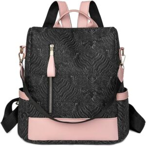 Women Backpack Purse Anti Theft Shoulder Bag PU Leather Travel Rucksack Portable Shoulder Bags for Daypack Travel (Black)