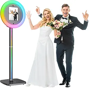 Photo Booth Machine,Portable Photo Booth Compatible Any Ipad,PhotoBooth Stand Shell with Cyratok Software,RGB Ring Light & Music Sync, Lightweight & Rolling Base Perfect for Parties,Wedding and Events
