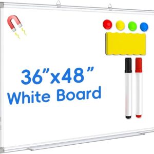 Magnetic Whiteboard, 36x48 Inch, Wall Mounted Dry Erase Board, White Board with Aluminum Frame for Home, Office, Classroom