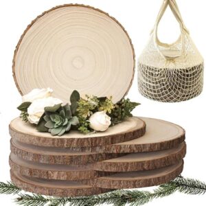 8Pcs 10-12Inch Natural Large Wood Slices for Centerpieces for Tables, Rustic Wooden Slabs, Rounds DIY Craft, Wedding Party Décor, Unfinished Wood Discs (8pcs Large (10"-12"))