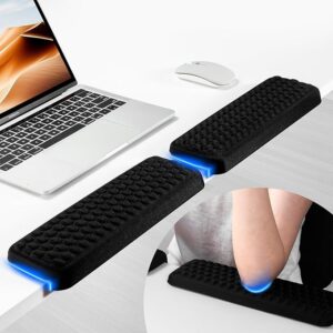 Desk Edge Cushion & Keyboard Wrist Rest - 2-Piece Ergonomic Memory Foam Arm Rest for Desk, Non-Slip Elbow Pads and Forearm Support (11.8 x 3.9 Inch