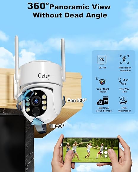 4G LTE Cellular Security Camera Wireless Outdoor, No WiFi Solar Powered Camera for Farms, Ranches, Estates Surveillance, 2K Color Night Vision, - Image 3