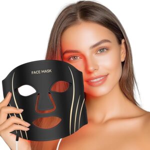 Red Light Therapy for Face LED Face Mask Light Therapy with Neck Device Eye Masks,Type C Charging, Adjustable Brightness Timer,Infrared Light Therapy Mask for Home,Travel,Yoga,Sleep,Working