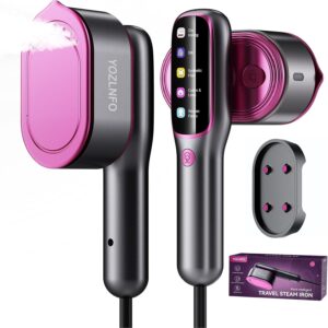 Travel Steamer for Clothes Portable: 2-in-1 Mini Handheld Garment Steamer Iron - 15s Heat Up & 5 Adjustable Steam - Large Ceramic Panel - 110-120V