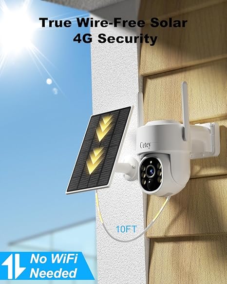 4G LTE Cellular Security Camera Wireless Outdoor, No WiFi Solar Powered Camera for Farms, Ranches, Estates Surveillance, 2K Color Night Vision, - Image 2