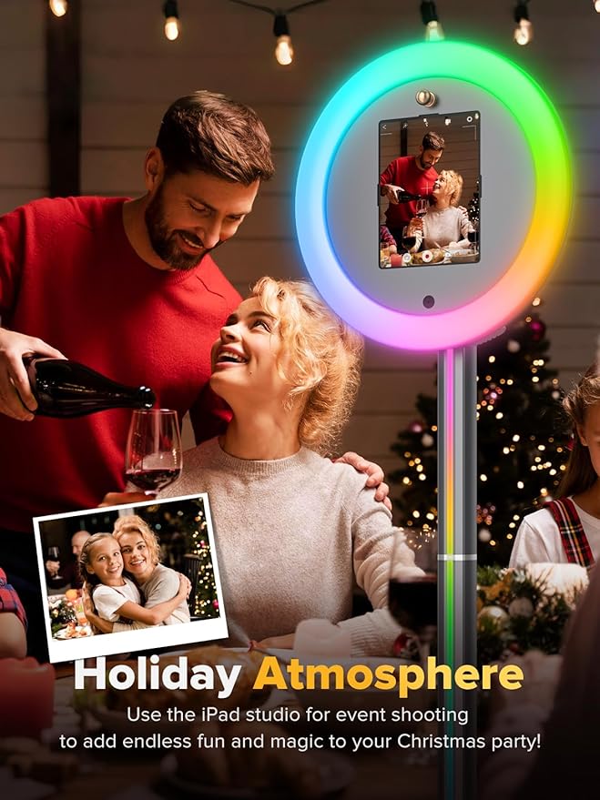 Photo Booth Machine,Portable Photo Booth Compatible Any Ipad,PhotoBooth Stand Shell with Cyratok Software,RGB Ring Light & Music Sync, Lightweight & Rolling Base Perfect for Parties,Wedding and Events - Image 3