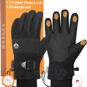 Pixel Panda Mens Winter Gloves Waterproof, Gloves for Cold Weather Extreme Women with 3M Thinsulate and Thick Plush Fleece