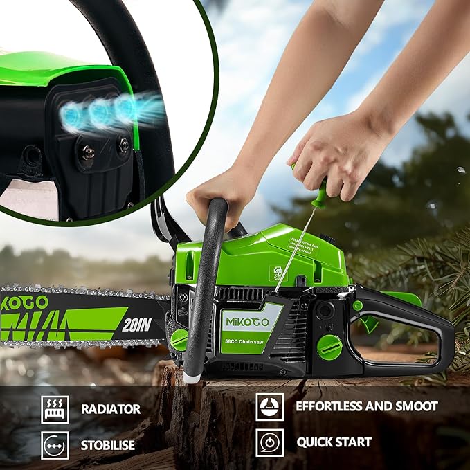 58CC Gas chainsaw ,20&18 Inch 2-Stroke Gasoline Gas Powered Chainsaws for Cutting Wood Tree Outdoor Garden Farm Home - Image 3