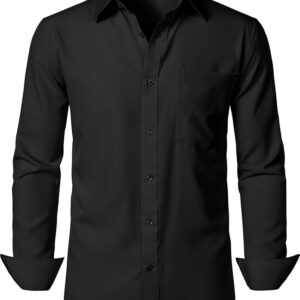 JEMITOP Men's Stretch Regular Fit Long Sleeve Dress Shirts Lightweight Business Casual Button Down Shirts with Pocket