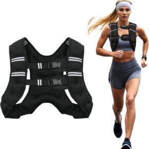 Weighted Vest, 6lb/8lb/10lb/12lb/16lb/20lb/25lb/30lb Weight Vest for Men Women, Body Weight Vests Adjustable with Reflective Stripe for Strength Training, Running, Workout, Jogging, Walking