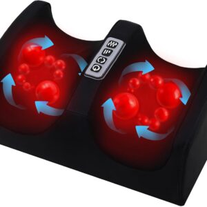 Foot Massager with Heat, Electric Foot and Calf Massager with Roller, Deep Tissue Massage for Plantar Fasciitis, Neuropathy & Pain Relief, Gifts for Women & Men(Black)