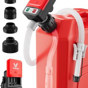 Automatic Electric Fuel Transfer Pump with Auto-Stop Original Patented, 3.2GPM & 51" Hose & 4 Size Adapters Battery Powered Gas Can Pump with Leak Protection for Gasoline, Diesel, Kerosene - Black