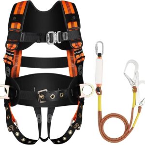 Tree Climbing Harness with Lanyard, Safety Harness for Men Construction, Fall Arrest Safety Harnesses, ANSI & OSHA Certified