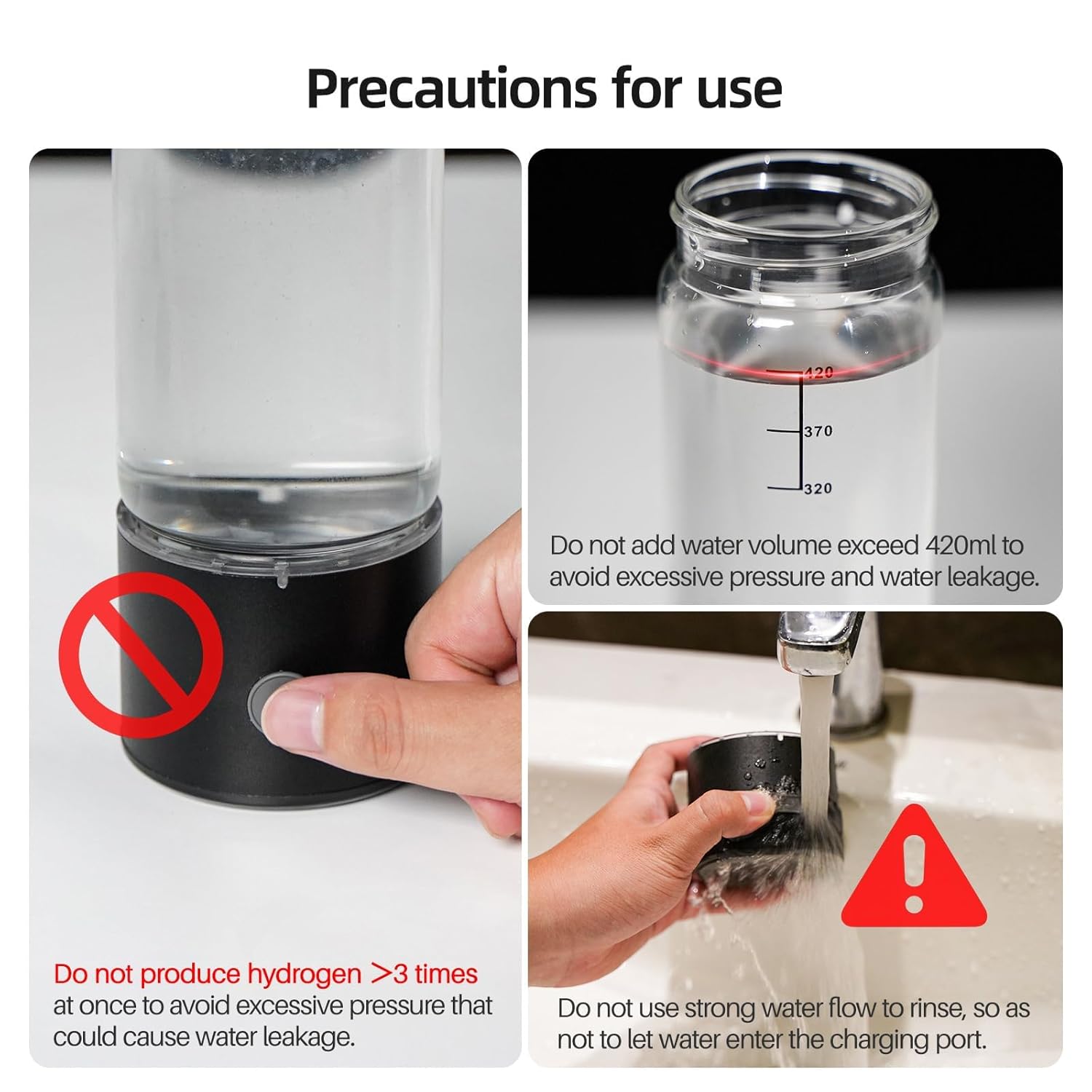 Hydrogen Water Bottle, 3Min 2200PPB Rapid Hydrogen Water Generator -SPE PEM Tech, 14OZ Portable Hydro Water Machine, Health Care Gifts for Husband, Wife, Family, Friends, Travel - Image 3