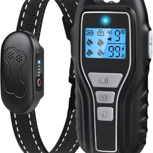 Dog Shock Collar with Remote Control - Rechargeable Dog Training Collar, IPX7 Waterproof E Collar for Dogs with 4 Safe Modes Flashlight Beep Vibration Shock Ideal for All Dog Sizes (8-150lbs)