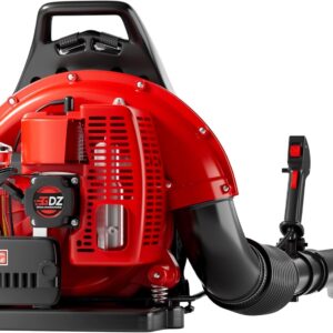TDH Gas Backpack Leaf Blower - 2-Stroke Handheld-Class V Engine, 63 CC, High-Velocity 665 CFM, Ergonomic Design for Complete Property Maintenance, Red