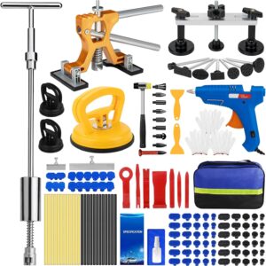 Car Dent Puller Kit, 135 PCS Paintless Dent Removal Kit, Car Dent Repair Kit with Slide Hammer 2 in 1 T-bar, Golden Lifter, Bridge Puller, Suction Cup, Dent Remover Tool for Car Hail Damage DIY Repair