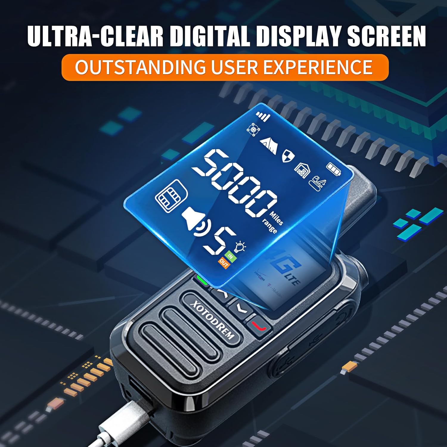 Global Lifetime Free Rapid Walkie Talkies Unlimited Range 4G LTE PoC(Push-to-Talk Over Cellular) Radios Nationwide PTT Two Way Radios Long Distance for Family, Logistics, Company 2pcs with sim Card - Image 3