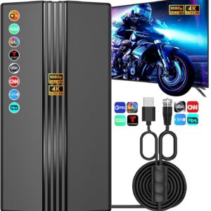2025 TV Antenna for Smart TV, 2200+ Miles Range, 360° Reception, Indoor/Outdoor Antenna for Local Channels, Supports 4K 1080p HD, 33FT Coax Cable, Easy Installation