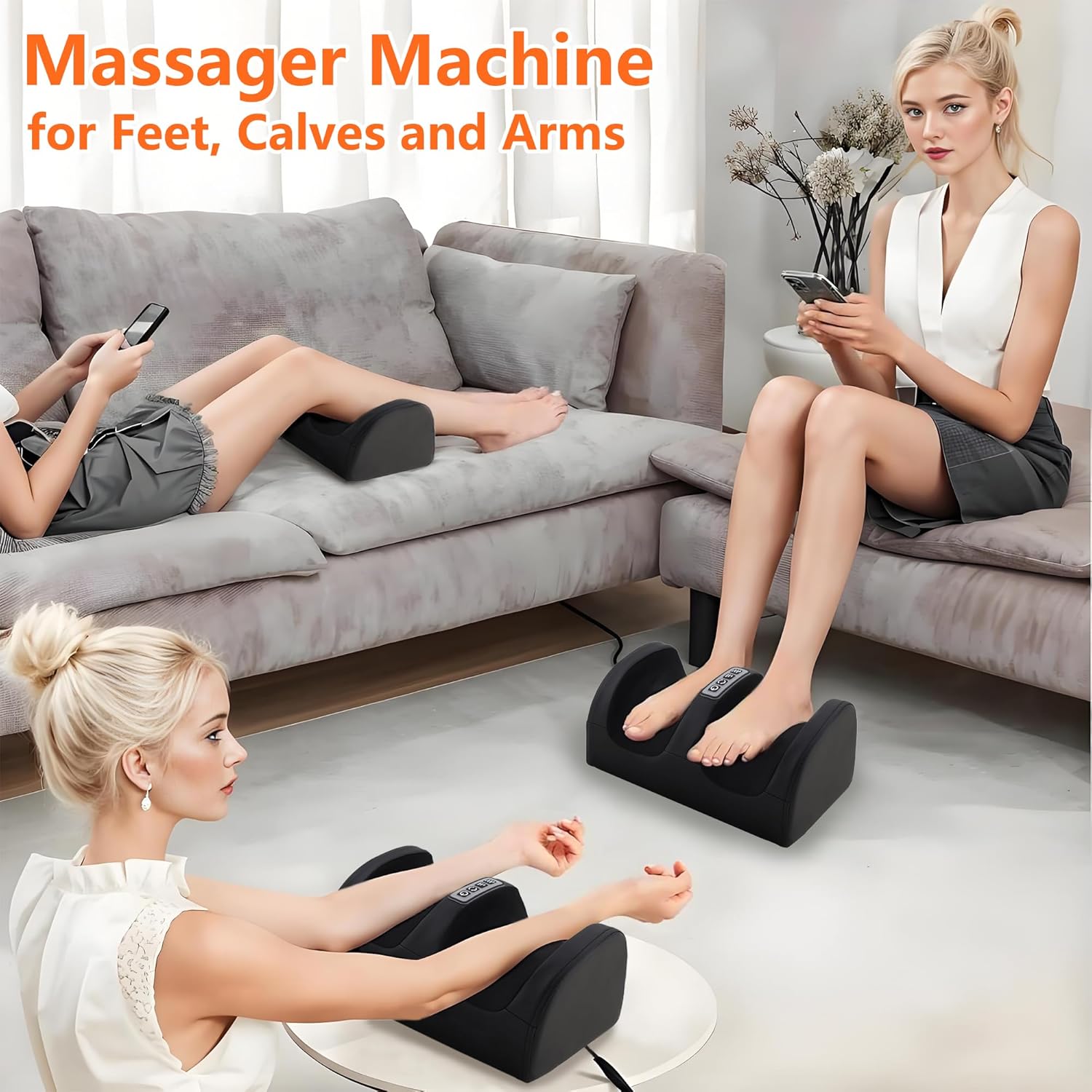 Foot Massager with Heat, Electric Foot and Calf Massager with Roller, Deep Tissue Massage for Plantar Fasciitis, Neuropathy & Pain Relief, Gifts for Women & Men(Black) - Image 3