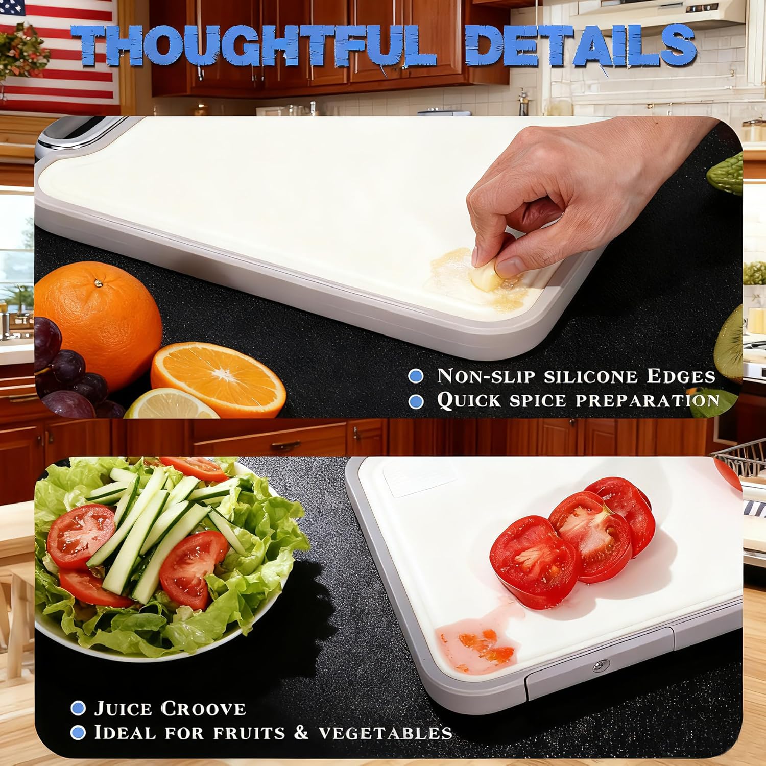 Titanium Cutting Board for Kitchen,Upgrade anti - scuff marks Double Sided Food Grade,Pure Titanium&Wheat Straw PP,Suitable for Cutting Meat and Vegetables,With Free Avocado Cutter (16*11Inch) - Image 3