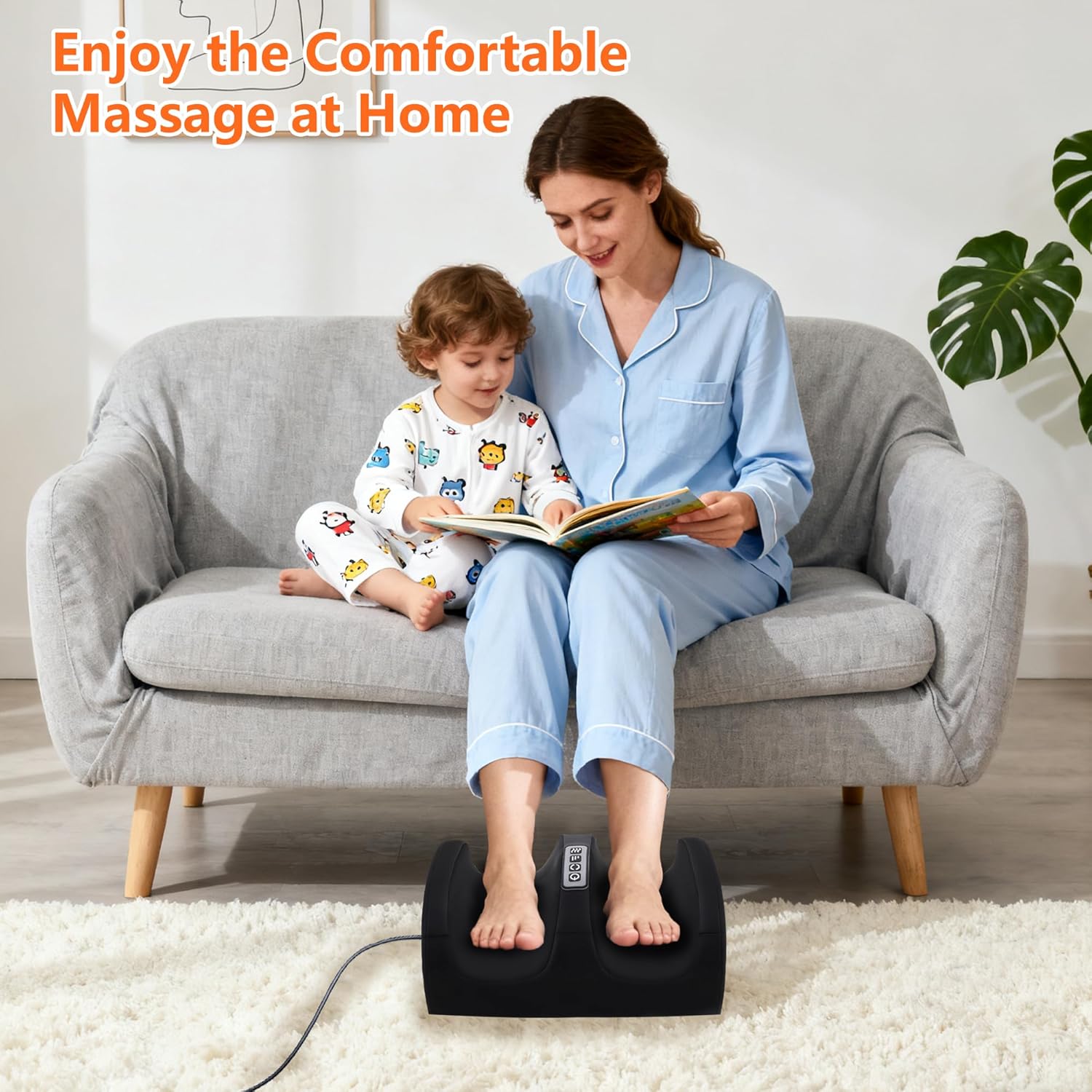 Foot Massager with Heat, Electric Foot and Calf Massager with Roller, Deep Tissue Massage for Plantar Fasciitis, Neuropathy & Pain Relief, Gifts for Women & Men(Black) - Image 2