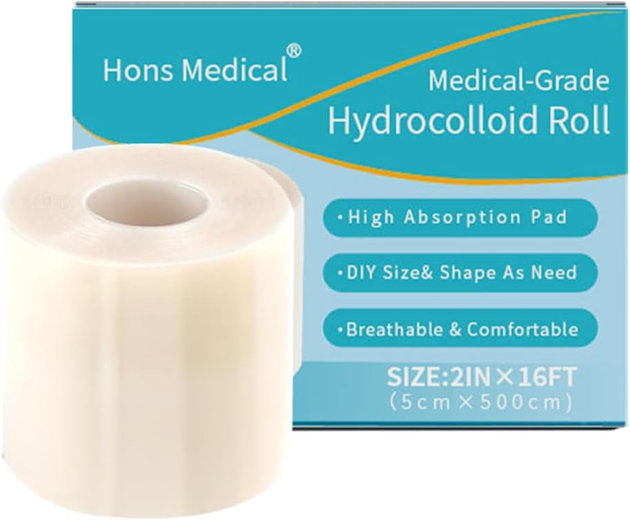Hydrocolloid Roll Wound Dressing Adhesive Bandages 5x500cm for Wounds Super Absorbent Bandaging Pads for Wound Care