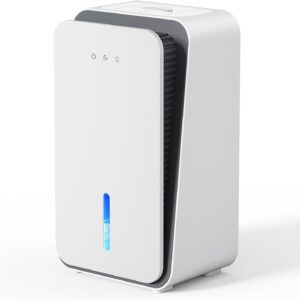 Dehumidifier for Home,1000 sq.ft Dehumidifier for Basement Bathroom Bedroom with Auto Shut Off, Built-in Aromatherapy Diffuser,7 Colors LED Light, Quiet Dehumidifiers with Sleep Mode(CS08-Ivory)