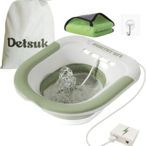 Electric Sitz Bath for Hemorrhoids & Postpartum Care – Foldable Sitz Bath with Stronger Flushing Power | Fits Most Toilets | Includes Storage Bag, Hook & Towel | 4-Battery Powered for Enhanced Relief