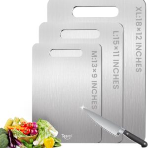 3 Pack Titanium Cutting Board - 100% Pure Titanium Cutting Boards For Kitche,Easy to clean, Double-sided food-grade Cutting Board For Meats, Fruits And Vegetables (M+L+XL)