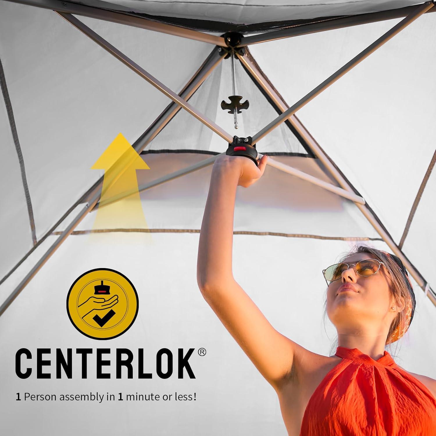 CROWN SHADES 10x10 Pop Up Canopy with 1 Side Wall - Beach Tent with One Push Setup - Outdoor Sun Shade for Events, Parties, Camping - Gazebo with STO-N-Go Cover Bag (White) - Image 3