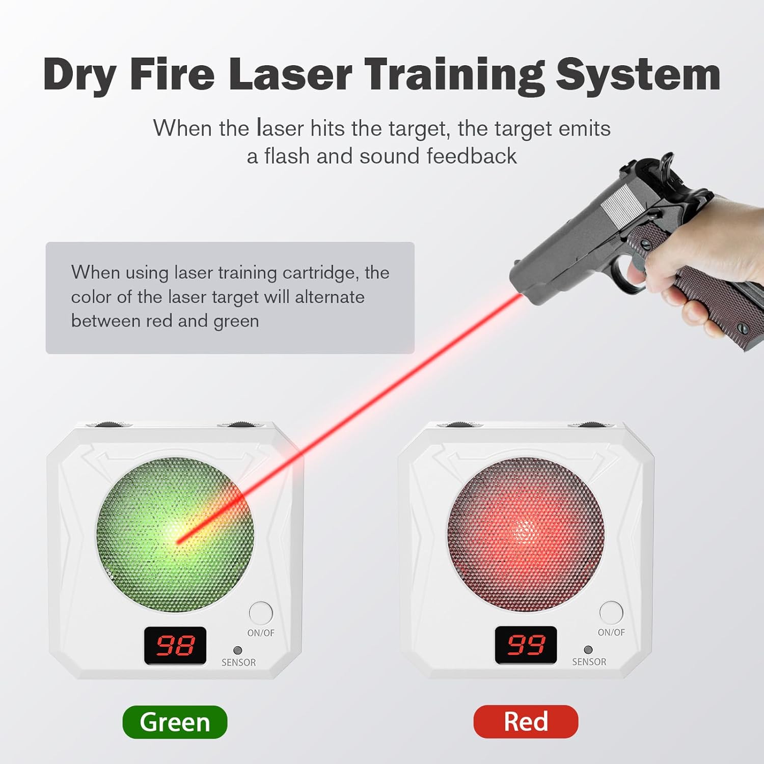 Vstranics 9mm Training Cartridge and Target Kit Dry Fire Training System Portable Rechargeable Electronic Target with 5 Difficulty Grade for Shooting Training - Image 2