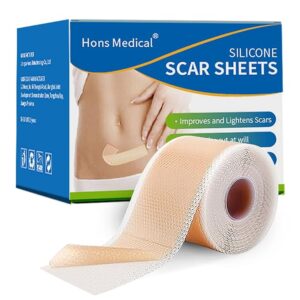 Medical Grade Silicone Scar Sheets 1.6"x 157" Roll-4M Keloid Scars Removal C-Section Scar Strip Painless Treatment Resuable Tummy Tuck Tape Professional for Surgical Incision,Acne,Burn Scar