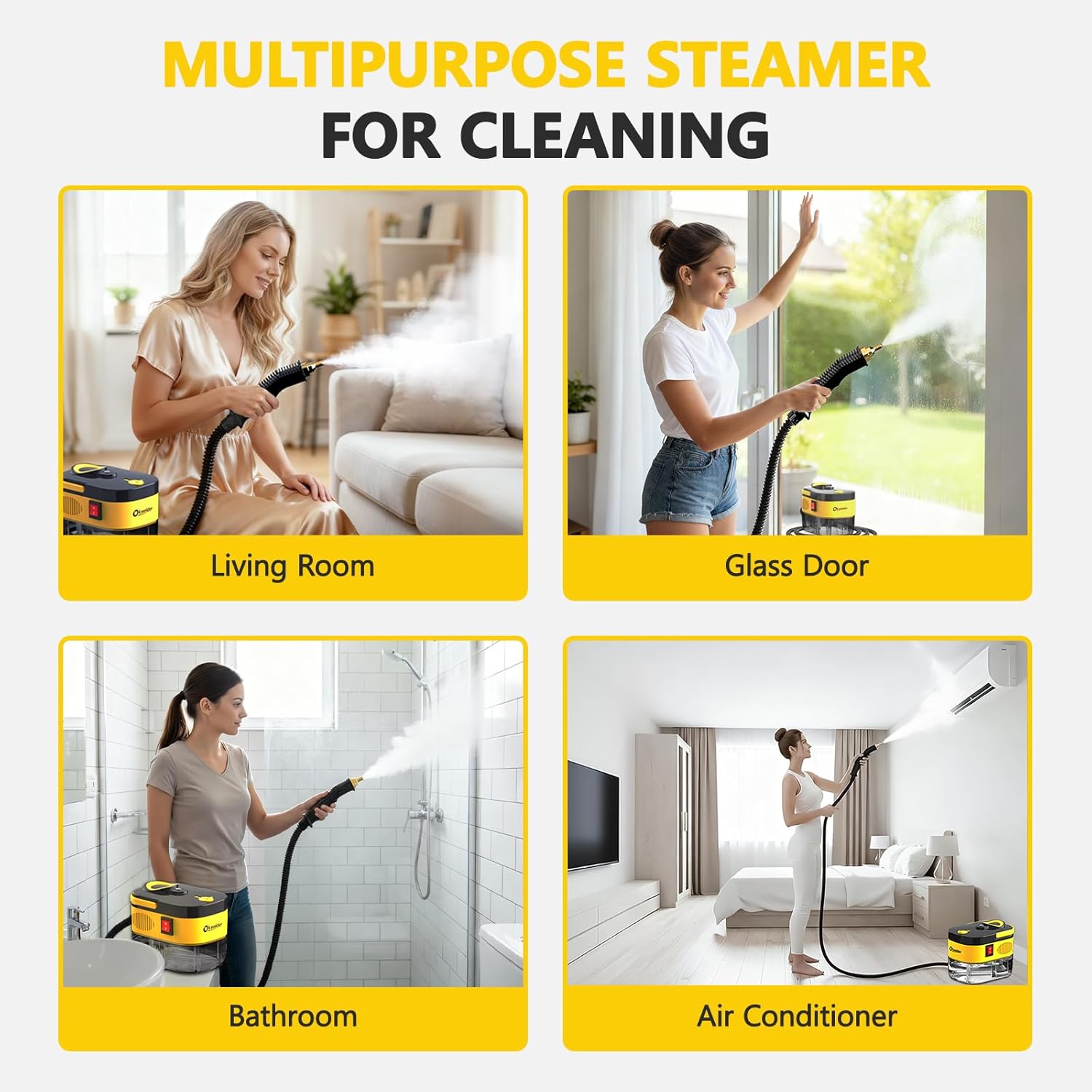 Steam Cleaner with 6 Adjustable Settings, 1500W Portable Handheld Cleaner with 15-Second Fast Preheating, Suitable for Kitchen, Bathroom, and Home Cleaning, and Includes 15 Cleaning Accessories - Image 3