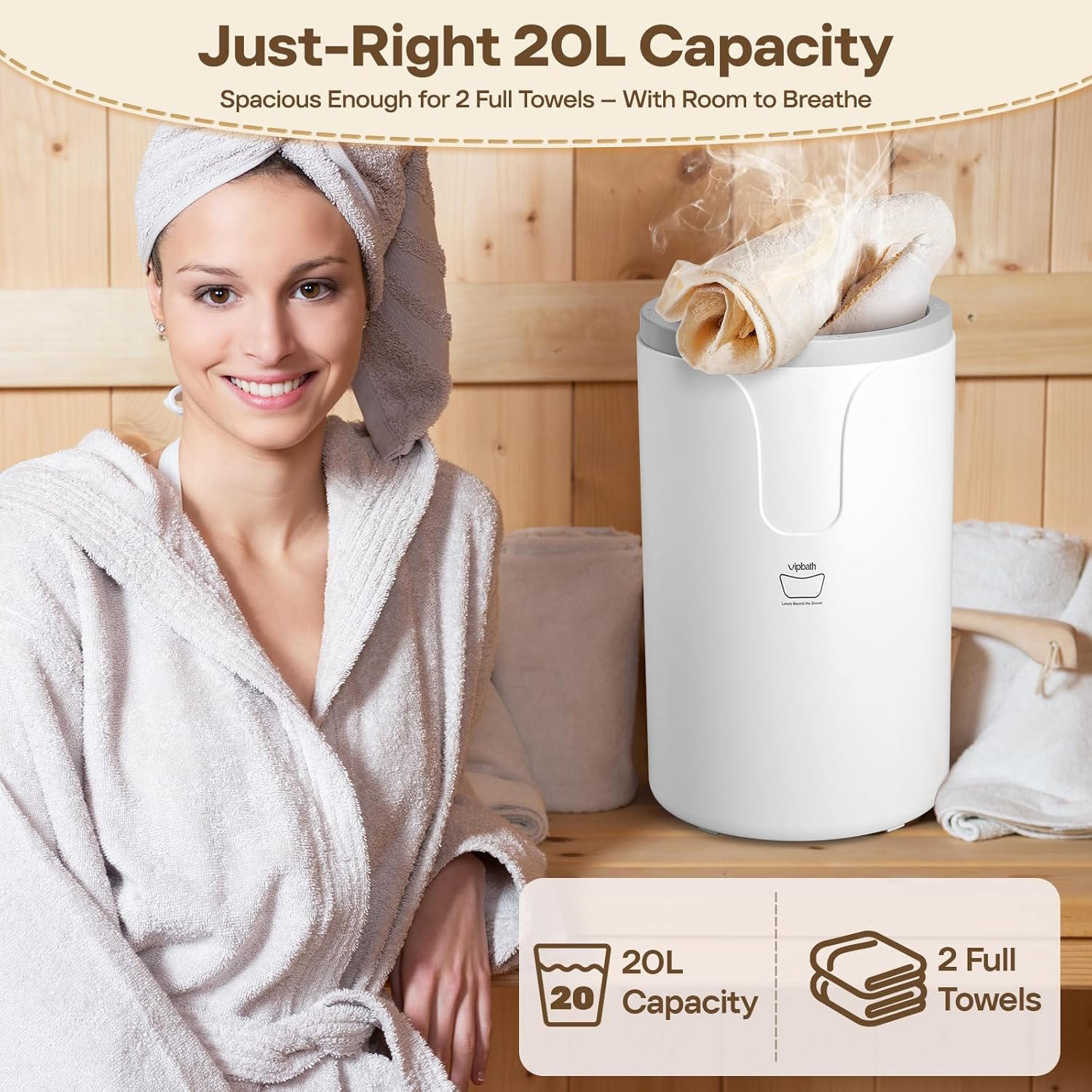 20L Luxury Towel Warmer Gift-Ready Box, Dual Heat, 30/60/90 Min Presets, Stainless Steel Interior, Tip-Over Auto Shut-Off, Includes 12 Fragrance Discs, Perfect Spa Gift for Home & Bathroom - Image 2